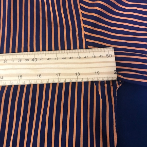 Men’s Orange/Navy Blue Italian Cotton Dress Shirt Long Sleeve - Picture 13 of 13